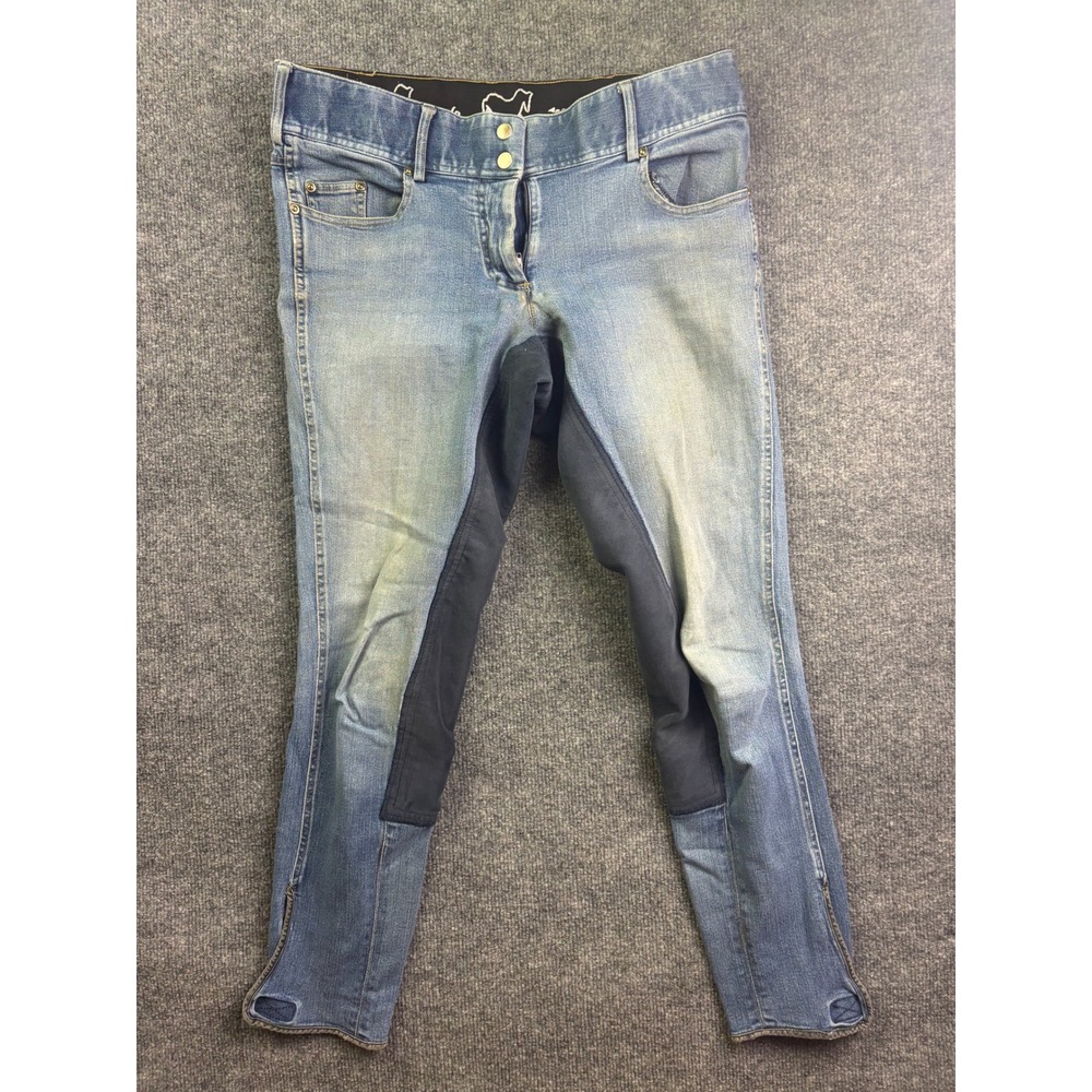 Goode Rider Breeches Womens 32R Blue Denim Full Seat Equestrian Riding Pants